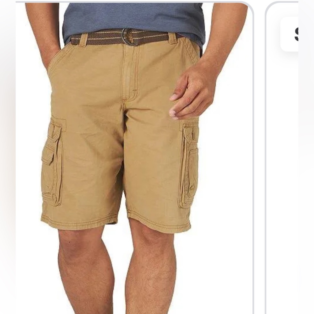 NWT-Lee-38-Tan- belted, loose fit, casual Cargo Shorts with Utilitarian Design.